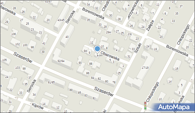 Warszawa, Obarowska, 7, mapa Warszawy