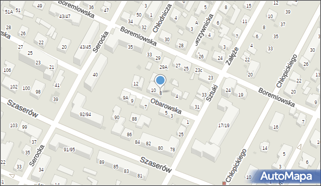 Warszawa, Obarowska, 8, mapa Warszawy