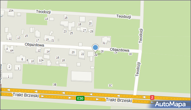 Warszawa, Objazdowa, 24, mapa Warszawy