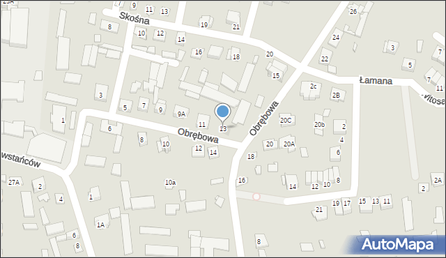 Węgrów, Obrębowa, 13, mapa Węgrów