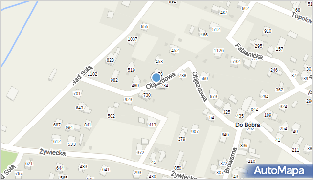 Wieprz, Objazdowa, 732, mapa Wieprz