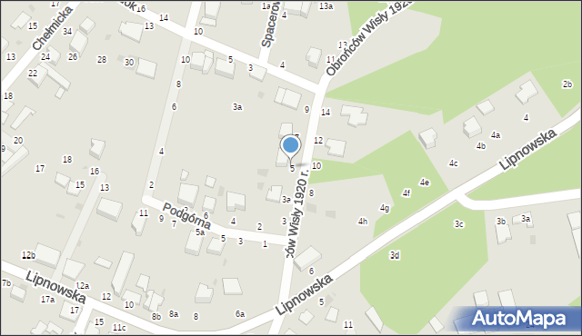 Włocławek, Obrońców Wisły 1920 r., 5, mapa Włocławka