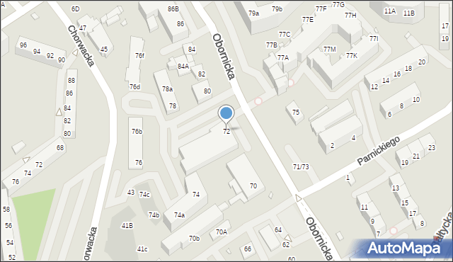 Wrocław, Obornicka, 72, mapa Wrocławia