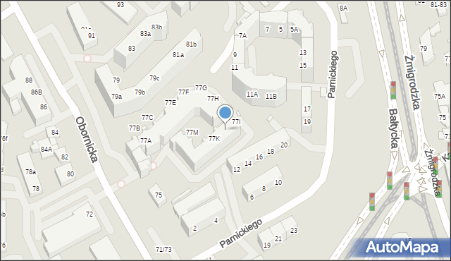 Wrocław, Obornicka, 77J, mapa Wrocławia