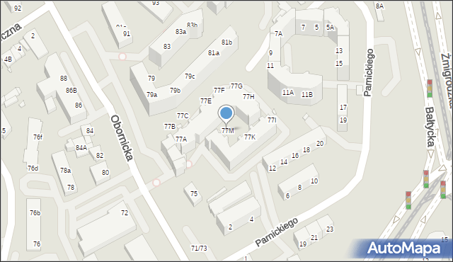 Wrocław, Obornicka, 77M, mapa Wrocławia