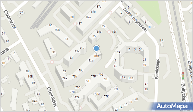 Wrocław, Obornicka, 81b, mapa Wrocławia