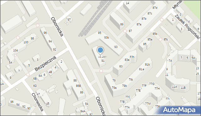 Wrocław, Obornicka, 91a, mapa Wrocławia