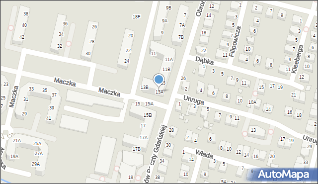 Wrocław, Obrońców Poczty Gdańskiej, 13A, mapa Wrocławia