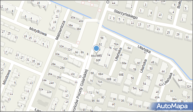 Wrocław, Obrońców Poczty Gdańskiej, 66A-66G, mapa Wrocławia