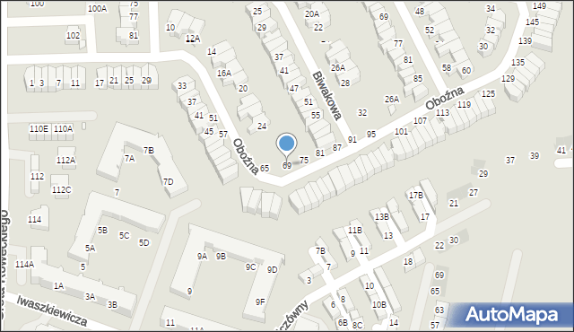 Wrocław, Oboźna, 69, mapa Wrocławia