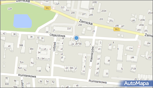 Wrocław, Objazdowa, 20, mapa Wrocławia