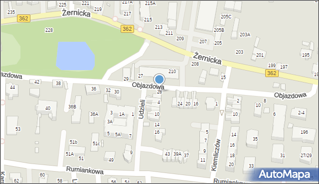 Wrocław, Objazdowa, 28, mapa Wrocławia