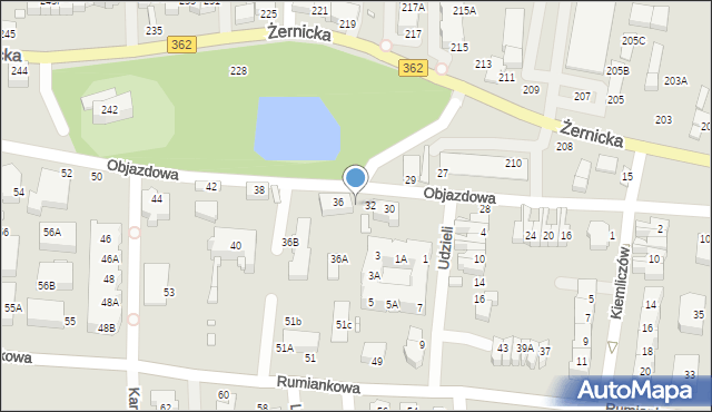 Wrocław, Objazdowa, 34, mapa Wrocławia