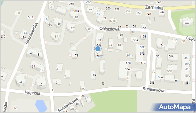 Wrocław, Objazdowa, 76, mapa Wrocławia