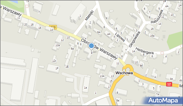 Wschowa, Obrońców Warszawy, 4, mapa Wschowa