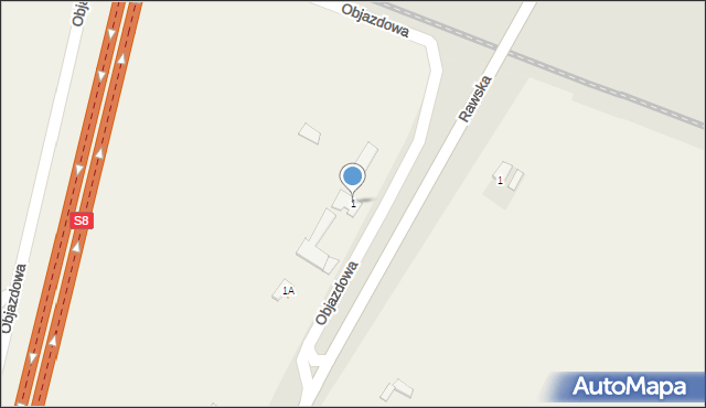 Wymysłów, Objazdowa, 1, mapa Wymysłów