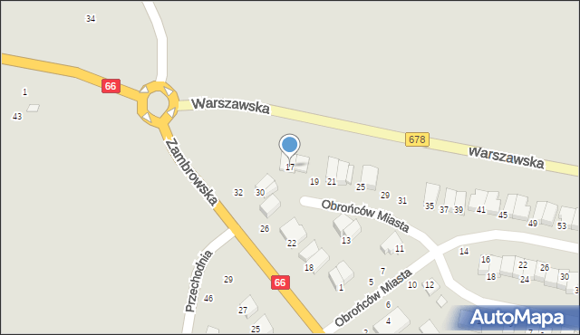 Wysokie Mazowieckie, Obrońców Miasta, 17, mapa Wysokie Mazowieckie