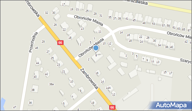 Wysokie Mazowieckie, Obrońców Miasta, 4, mapa Wysokie Mazowieckie