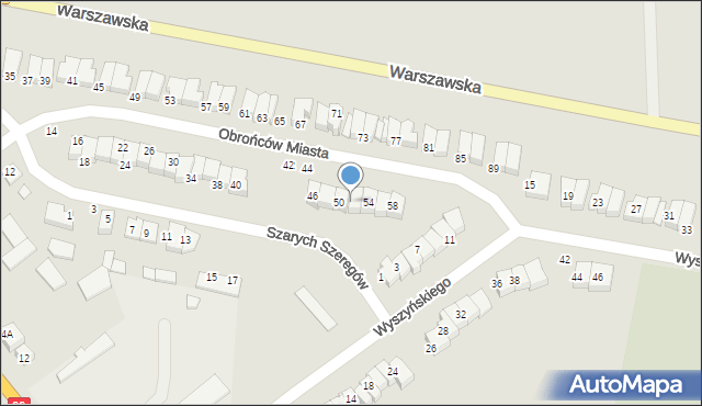 Wysokie Mazowieckie, Obrońców Miasta, 52, mapa Wysokie Mazowieckie