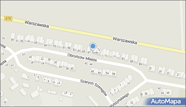 Wysokie Mazowieckie, Obrońców Miasta, 69, mapa Wysokie Mazowieckie