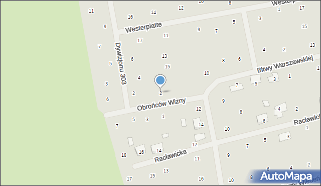 Wysokie Mazowieckie, Obrońców Wizny, 2, mapa Wysokie Mazowieckie