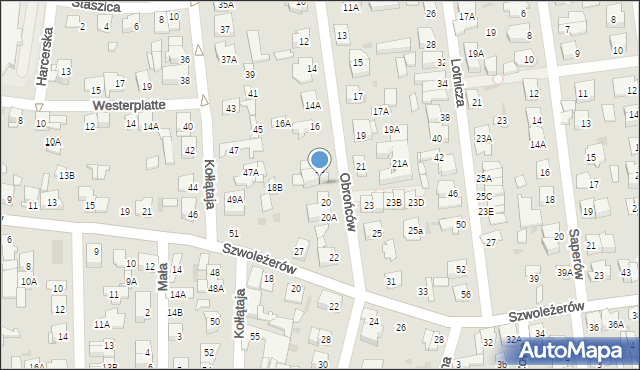 Ząbki, Obrońców, 18A, mapa Ząbki