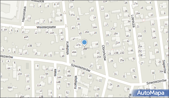 Ząbki, Obrońców, 18B, mapa Ząbki