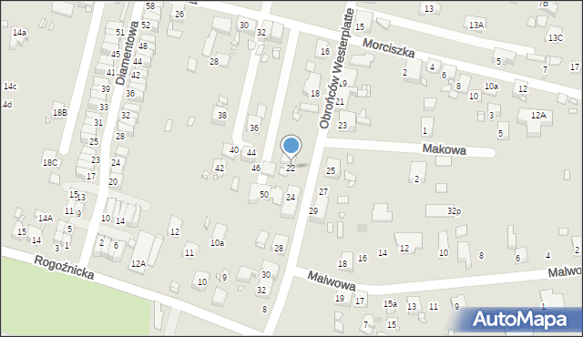 Zabrze, Obrońców Westerplatte, 22, mapa Zabrza