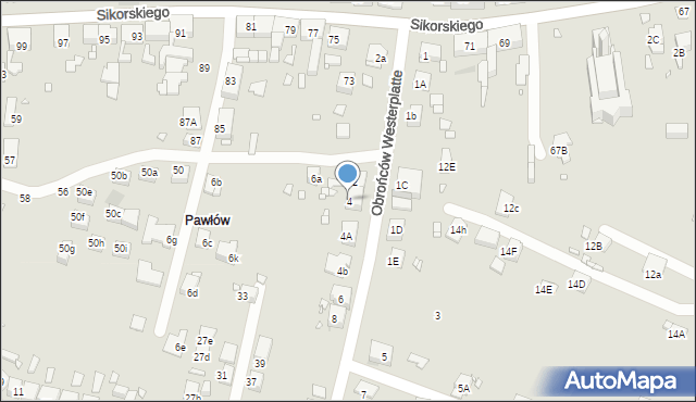 Zabrze, Obrońców Westerplatte, 4, mapa Zabrza