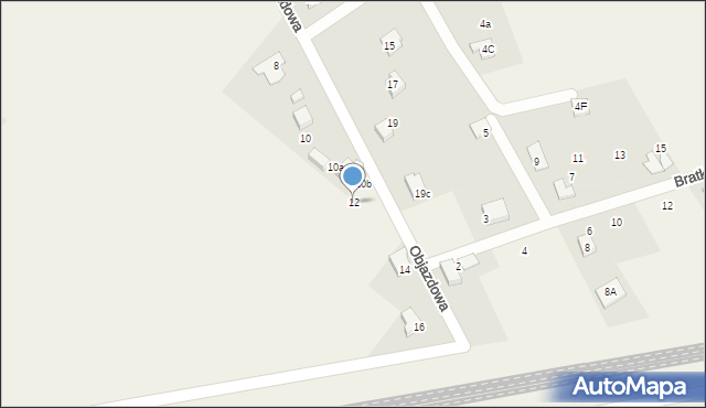 Zabrzeg, Objazdowa, 12, mapa Zabrzeg