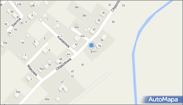 Zabrzeg, Objazdowa, 37, mapa Zabrzeg