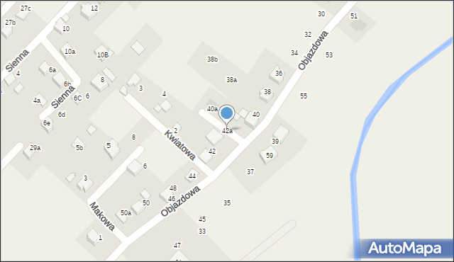 Zabrzeg, Objazdowa, 42a, mapa Zabrzeg