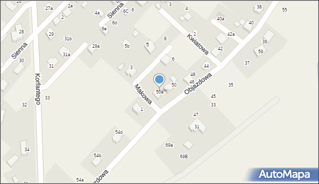 Zabrzeg, Objazdowa, 50a, mapa Zabrzeg