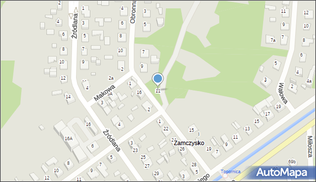 Zamość, Obronna, 11, mapa Zamościa