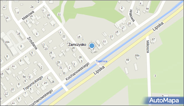 Zamość, Obronna, 17, mapa Zamościa