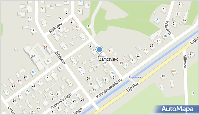 Zamość, Obronna, 24, mapa Zamościa