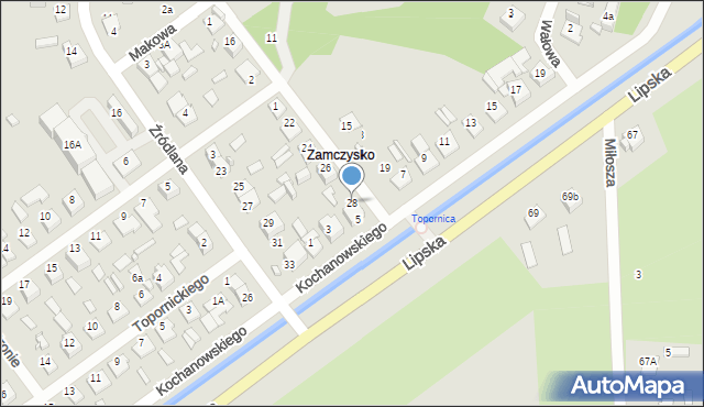 Zamość, Obronna, 28, mapa Zamościa