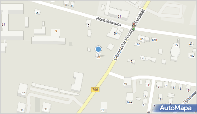 Zawiercie, Obrońców Poczty Gdańskiej, 28, mapa Zawiercie