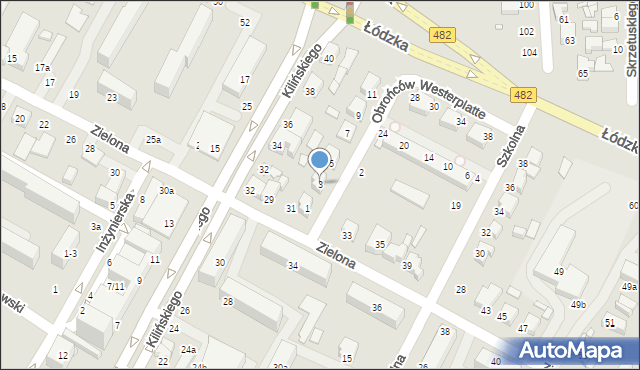 Zduńska Wola, Obrońców Westerplatte, 3, mapa Zduńska Wola