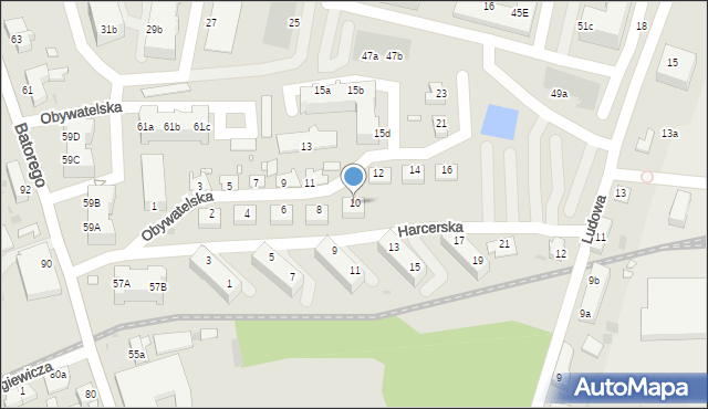 Zielona Góra, Obywatelska, 10, mapa Zielona Góra