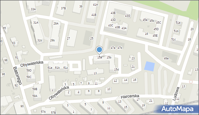 Zielona Góra, Obywatelska, 15a, mapa Zielona Góra