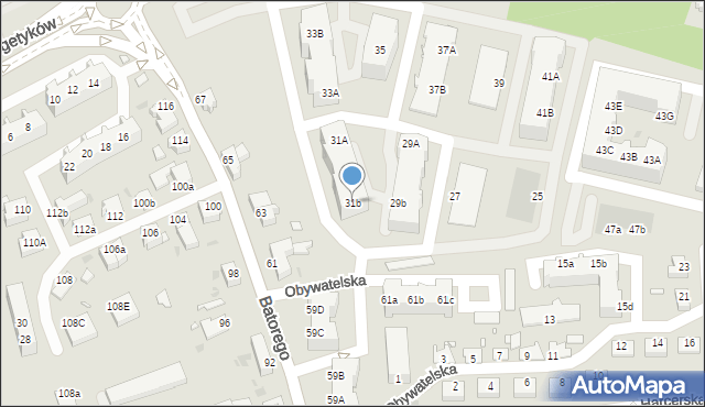 Zielona Góra, Obywatelska, 31b, mapa Zielona Góra