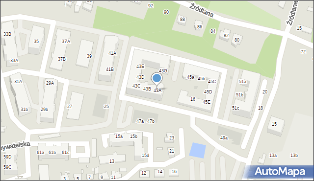 Zielona Góra, Obywatelska, 43A, mapa Zielona Góra