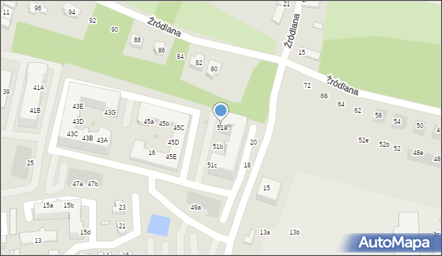 Zielona Góra, Obywatelska, 51a, mapa Zielona Góra
