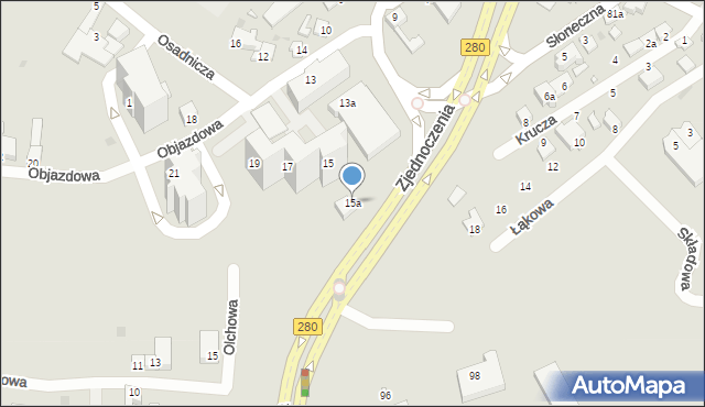 Zielona Góra, Objazdowa, 15a, mapa Zielona Góra