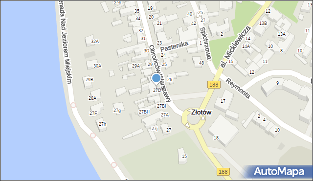 Złotów, Obrońców Warszawy, 27D, mapa Złotów