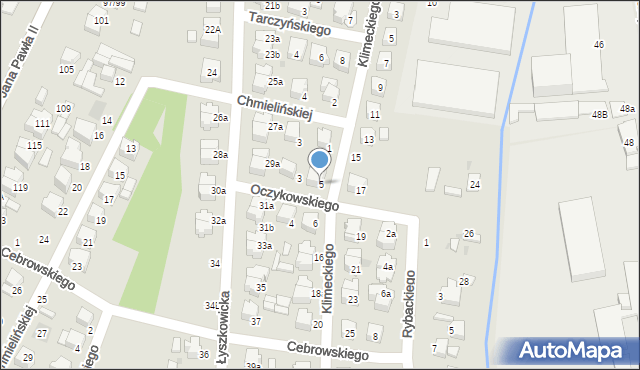 Łowicz, Oczykowskiego Romualda, 5, mapa Łowicza