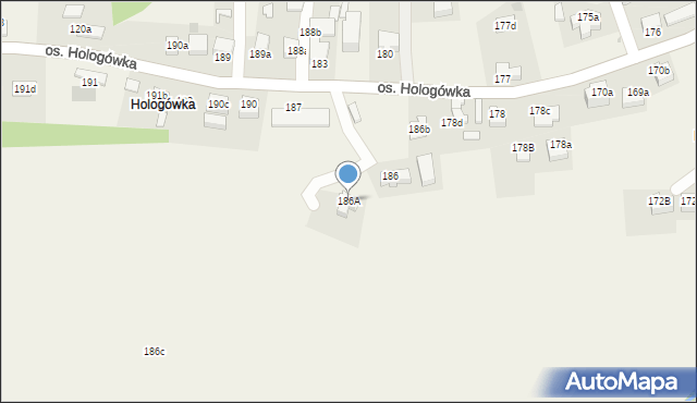 Ochotnica Dolna, Ochotnica Dolna, 186A, mapa Ochotnica Dolna
