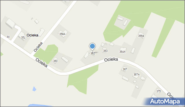 Ocieka, Ocieka, 362, mapa Ocieka