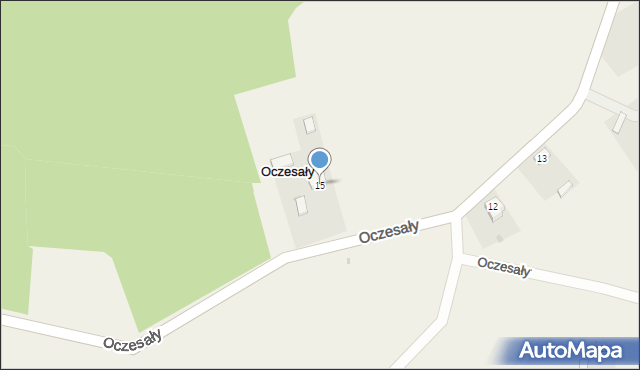 Oczesały, Oczesały, 15, mapa Oczesały